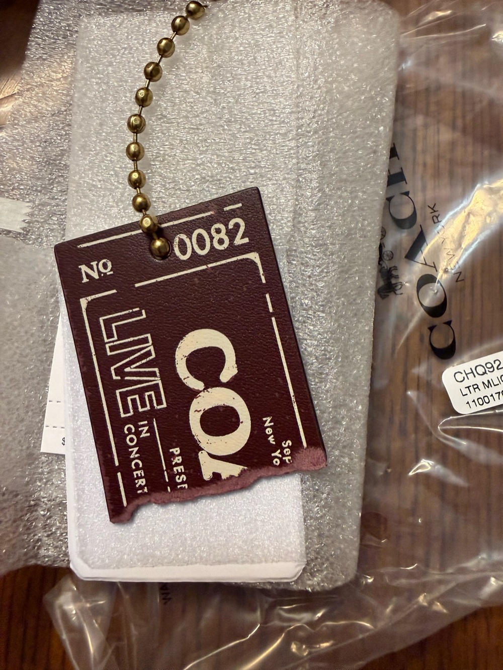 Coach Merlot Leather Bag Tag Keychain